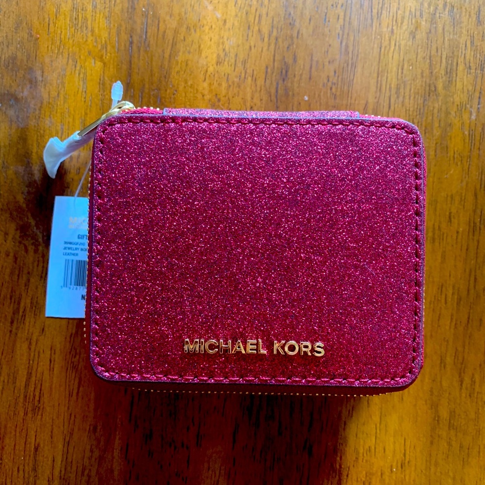 Michael Kors Cranberry Glitter Jewelry Case